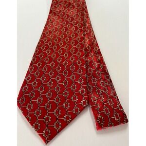 Men's Tie Necktie Fratello Hand Made Polyester Red Gold  Blue Geometric‎ Print